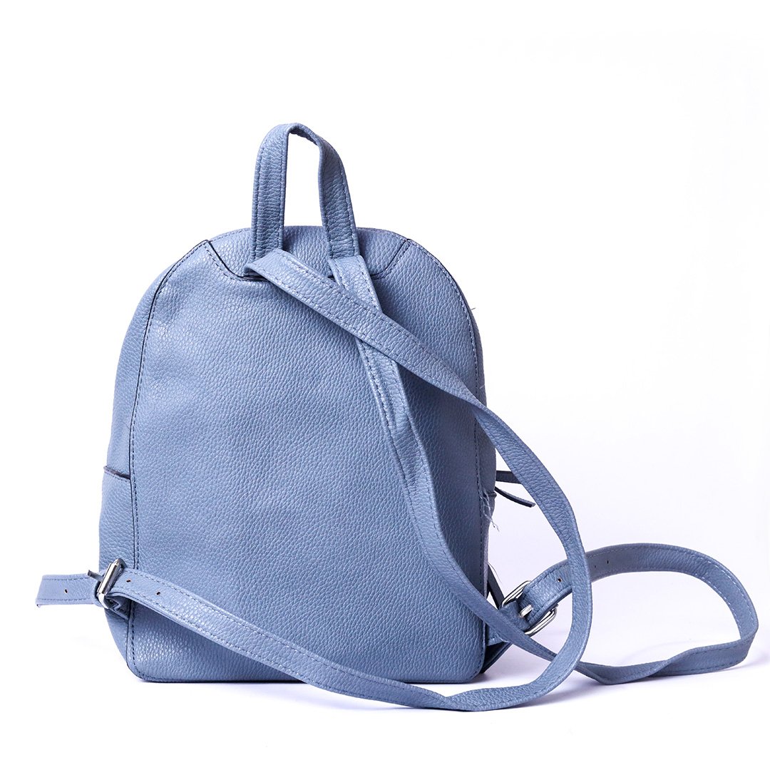 Classic Light Blue Leather Backpack - Image 2