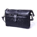 Woven Leather Crossbody Bag with Front Strap Closure