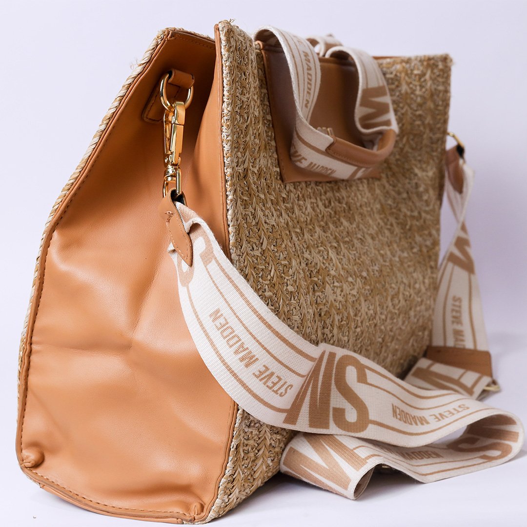 Steve Madden (SM) Women’s Bag – Straw & Leather Shoulder Bag - Image 3
