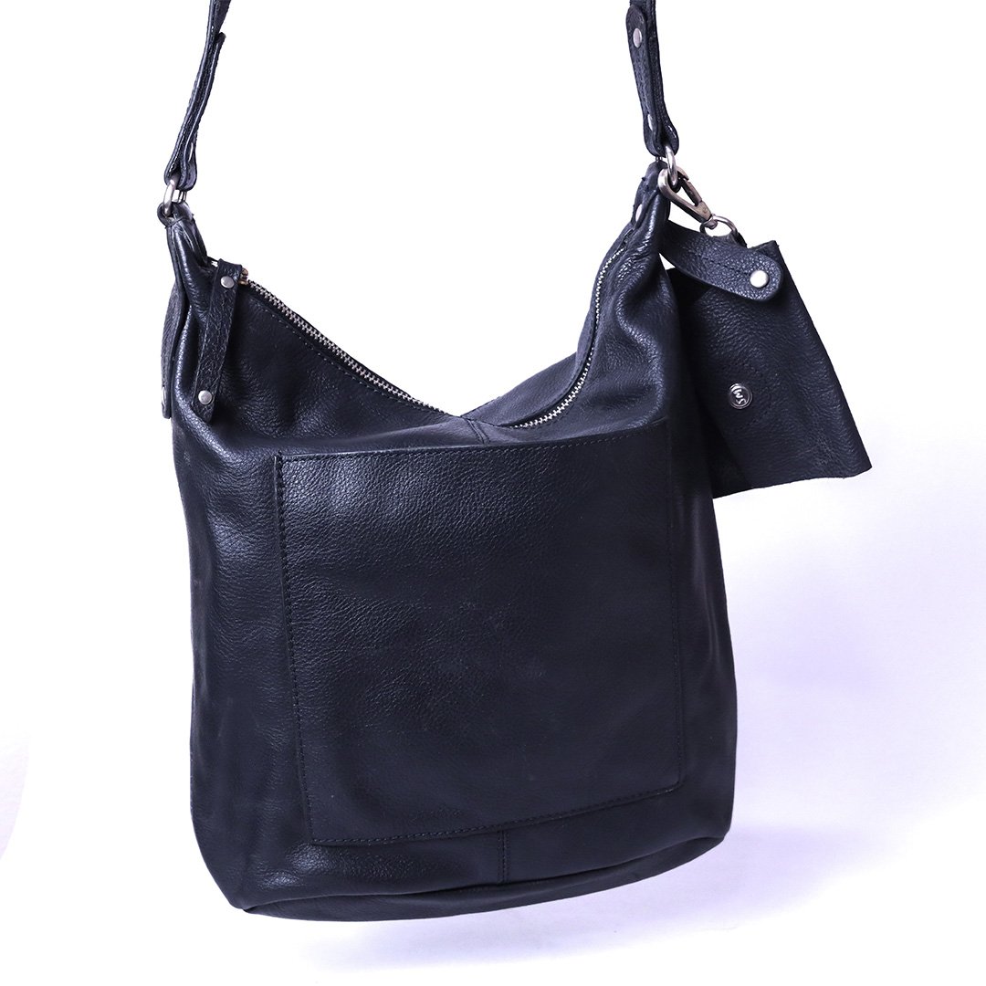 Black Leather Shoulder Bag - Image 2