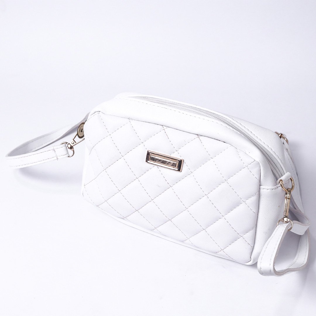 White Quilted Crossbody Bag - Image 2