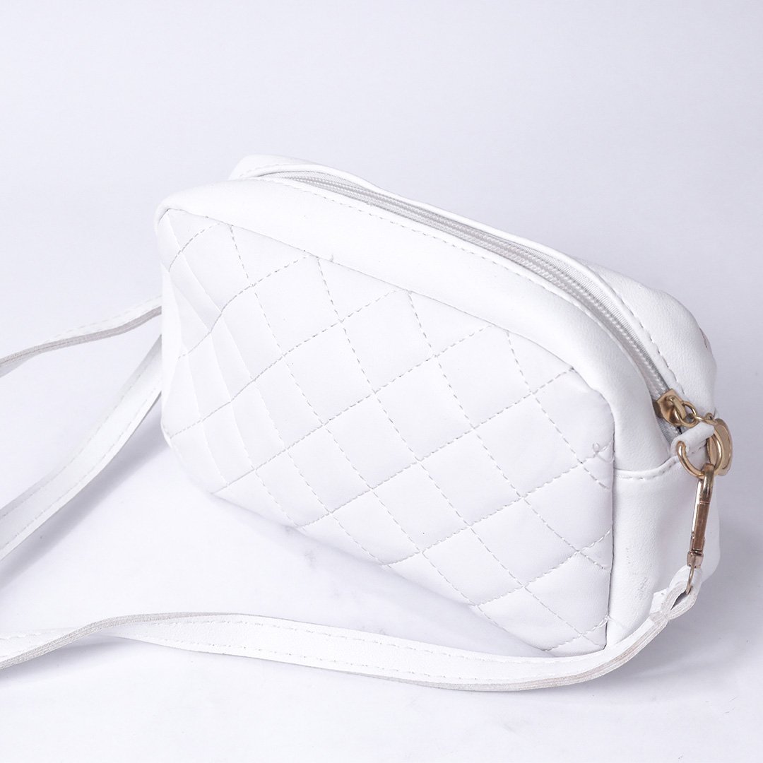 White Quilted Crossbody Bag - Image 3