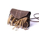 Women Fringe Crossbody Bag – Laser Cut Flap – Brown