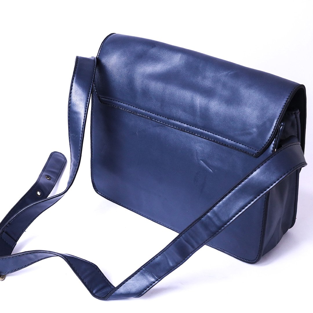 Women’s Crossbody Satchel Bag – Navy Blue - Image 2