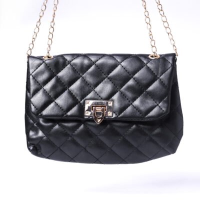 Black Quilted Chain Crossbody Bag