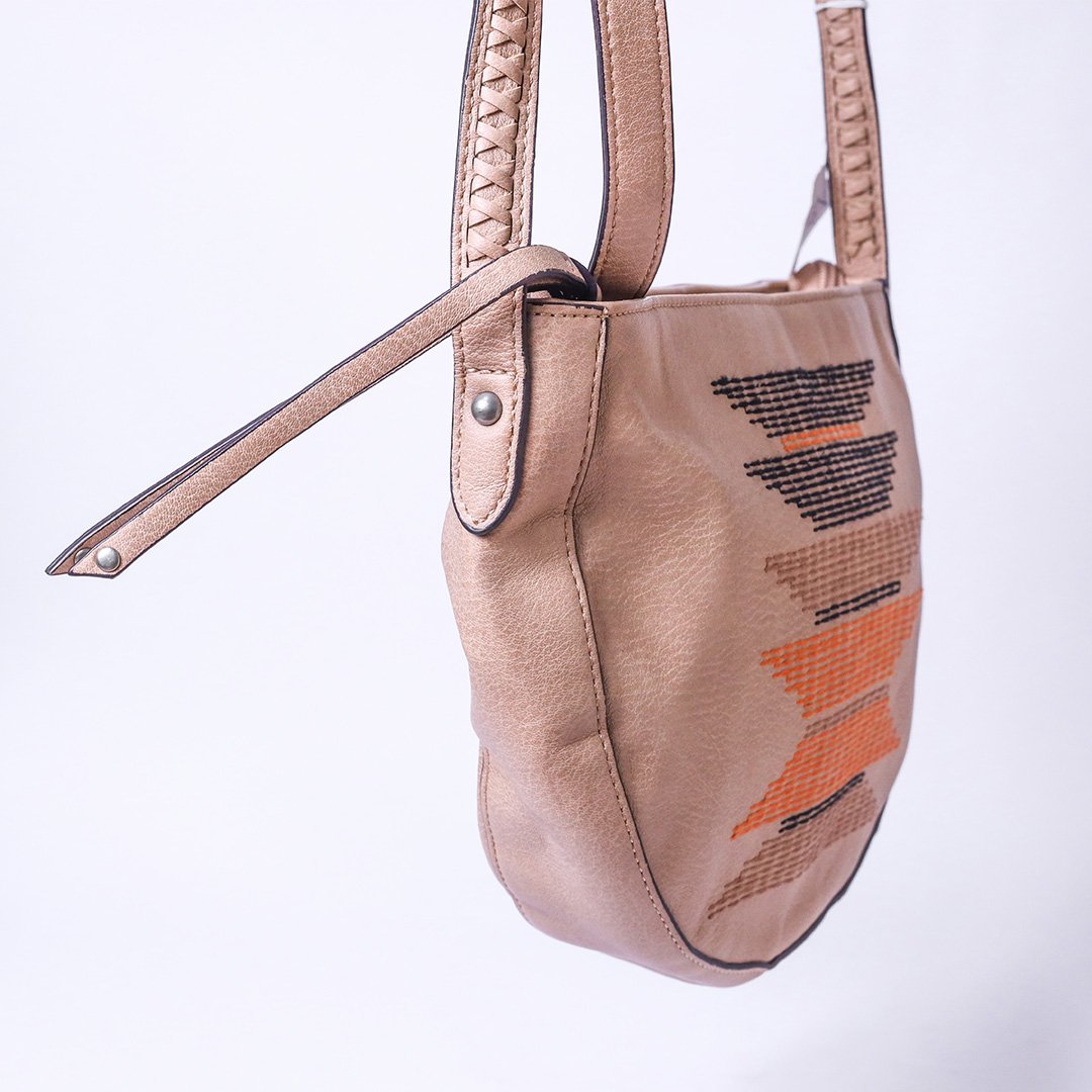 Beige Embroidered Crossbody Bag - Image 2