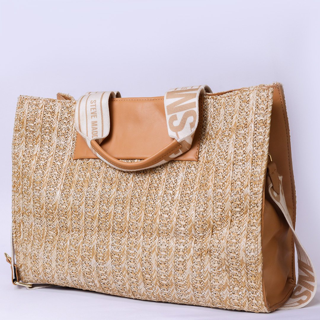 Steve Madden (SM) Women’s Bag – Straw & Leather Shoulder Bag - Image 2
