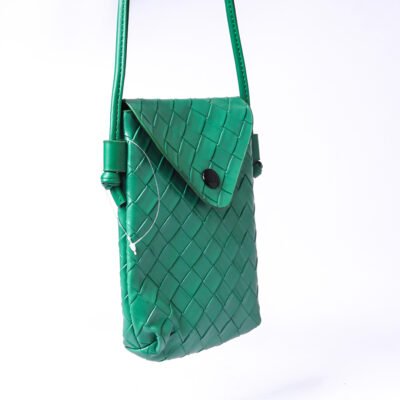 Green Woven Mini Crossbody Bag