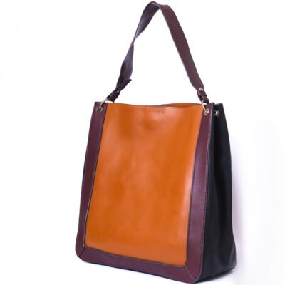 Two-Tone Faux Leather Women’s Shoulder Tote Bag