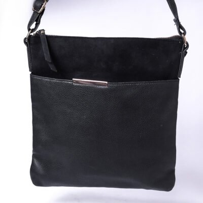 Black Suede & Leather Crossbody Bag