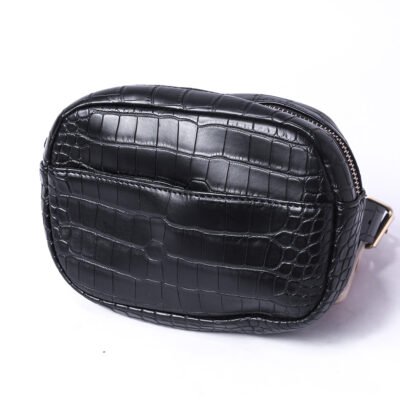 Black Croc-Effect Belt Bag