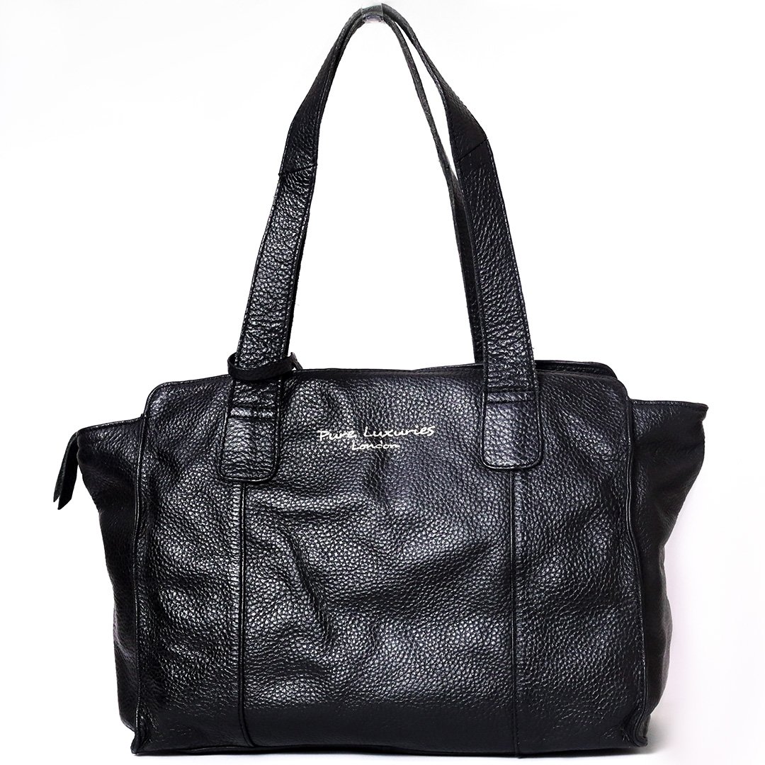 Pure Luxuries London Women’s Leather Shoulder Tote Bag – Black