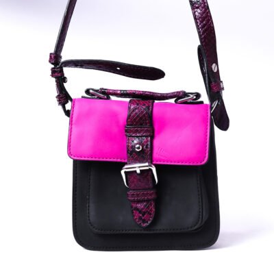Pink & Black Buckle Crossbody Bag