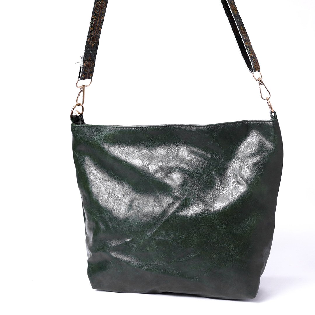 Dark Green Leather Crossbody Bag