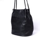 Black Leather Bucket Bag