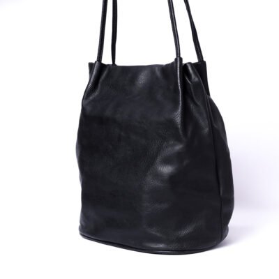 Black Leather Bucket Bag