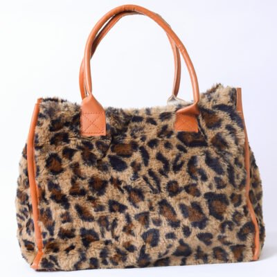 Leopard Print Faux Fur Women’s Shoulder Tote Bag