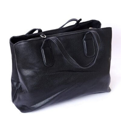 Black Textured Faux Leather Women’s Shoulder Tote Bag