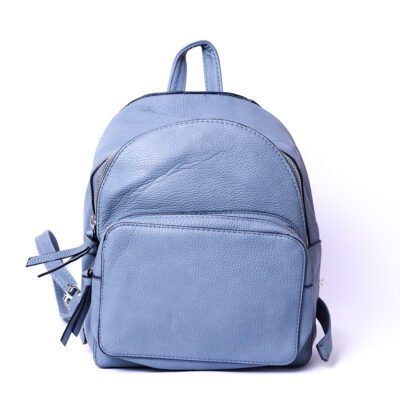 Classic Light Blue Leather Backpack