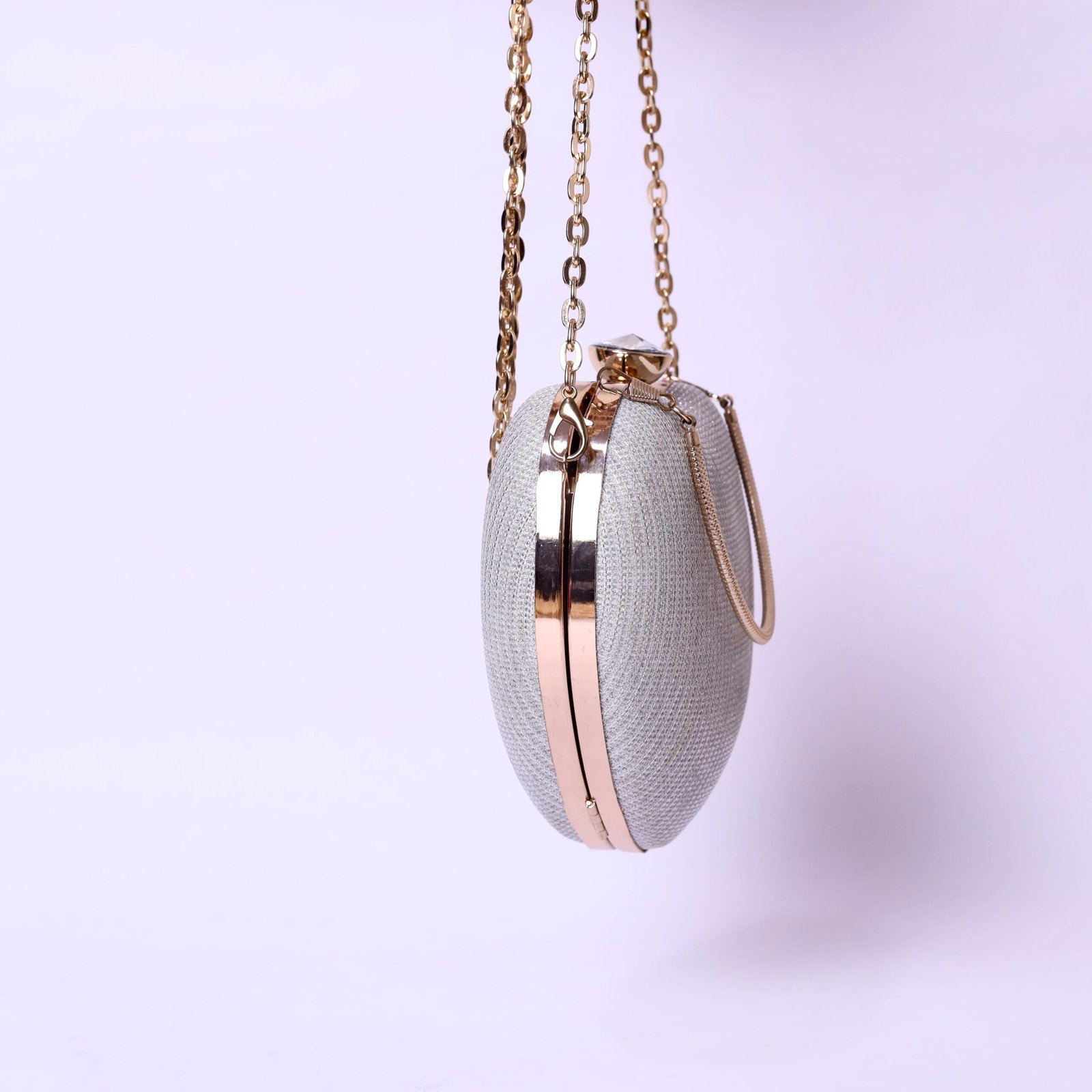 Luna Heart Evening Clutch – Pearl White & Gold - Image 2