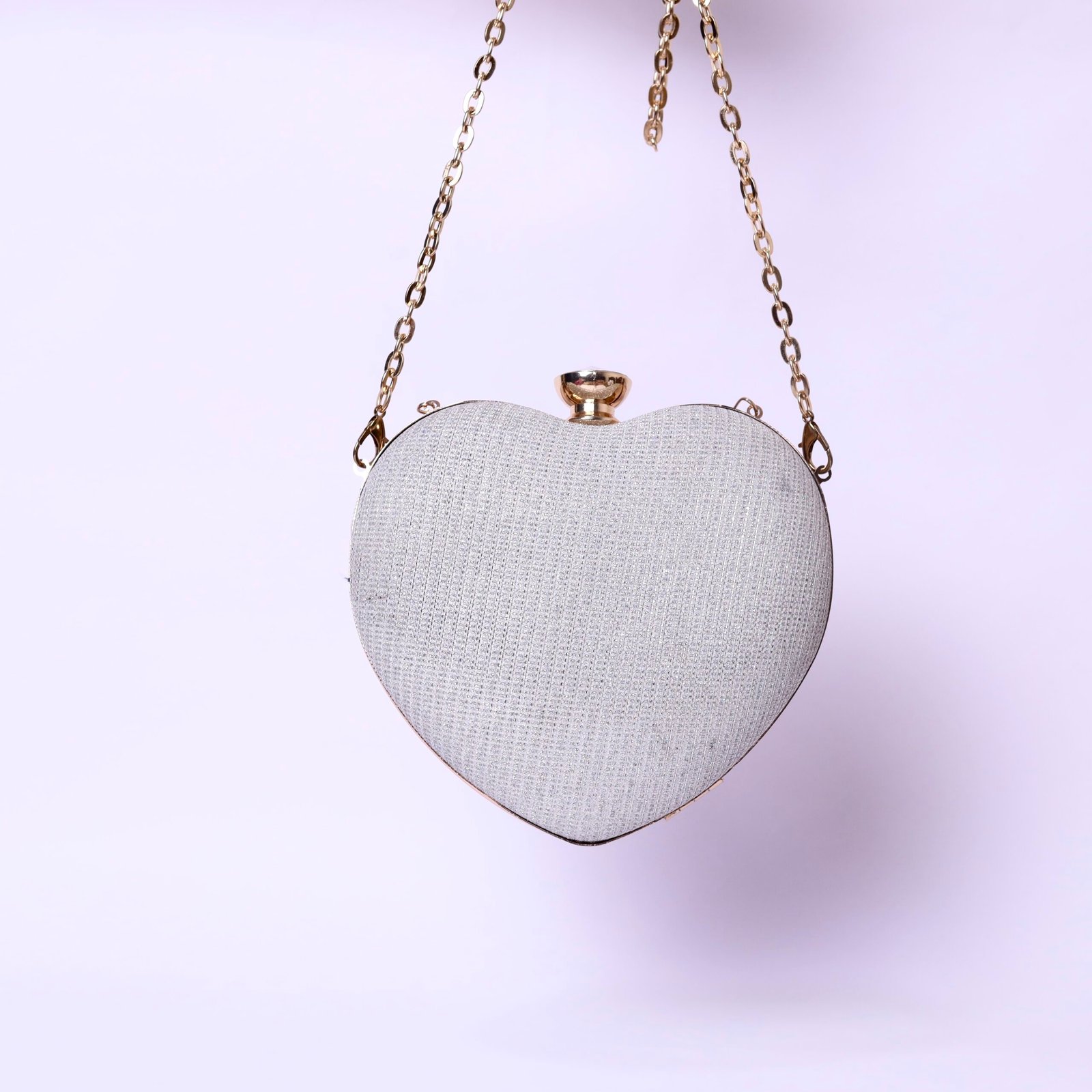 Luna Heart Evening Clutch – Pearl White & Gold - Image 3