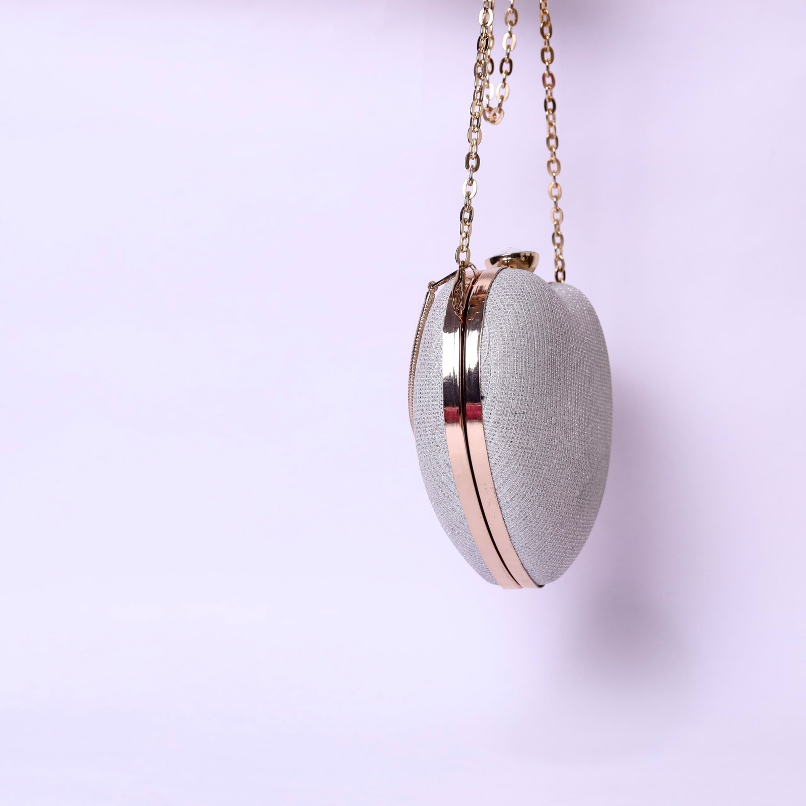 Luna Heart Evening Clutch – Pearl White & Gold - Image 4