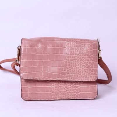 Blush Croc Embossed Crossbody Bag