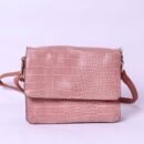 Blush Croc Embossed Crossbody Bag