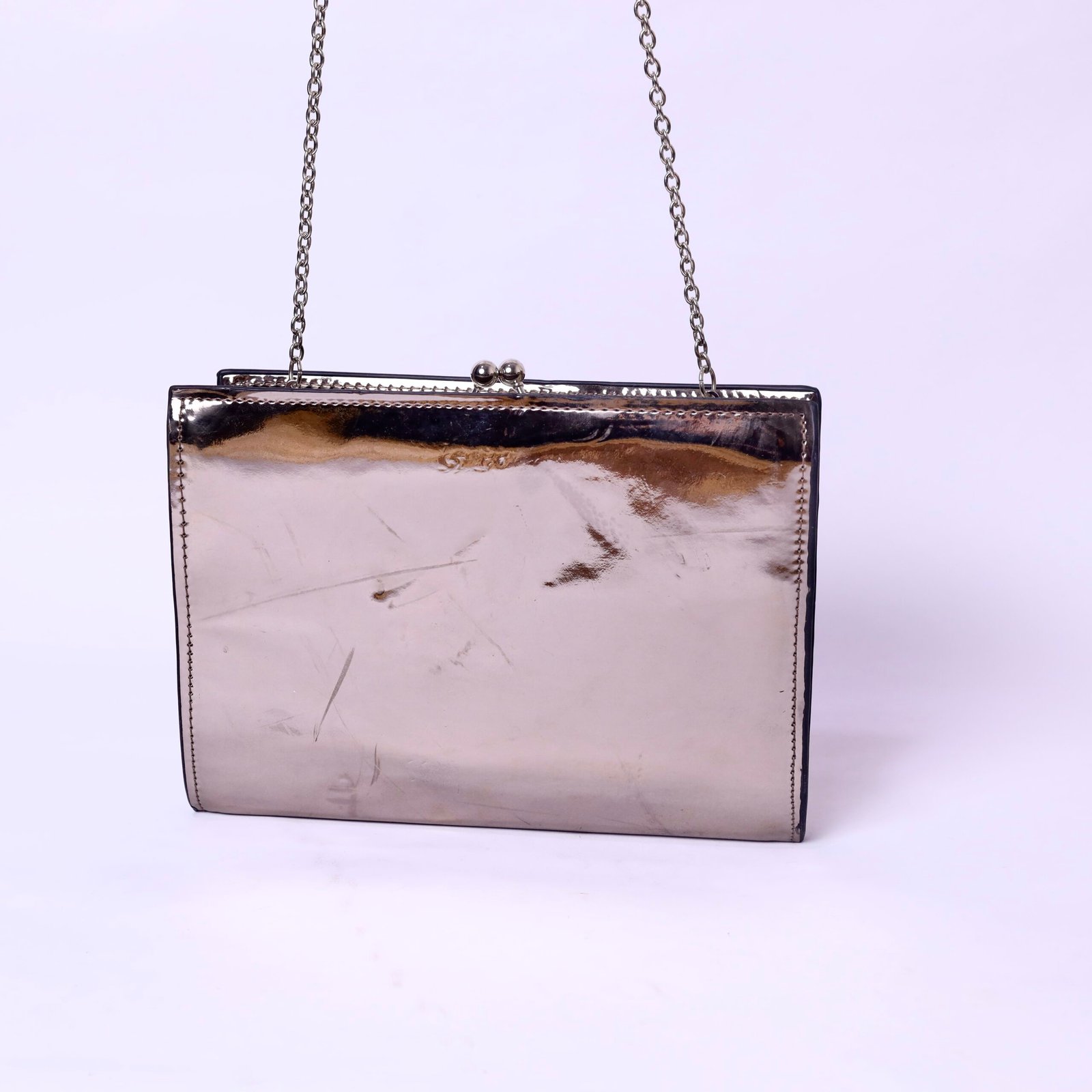 Metal Frame Chain Evening Bag – Nude & Black - Image 3