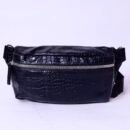 Black Croc-Embossed Belt Bag