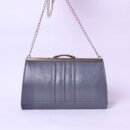 Grey Structured Frame Evening Bag