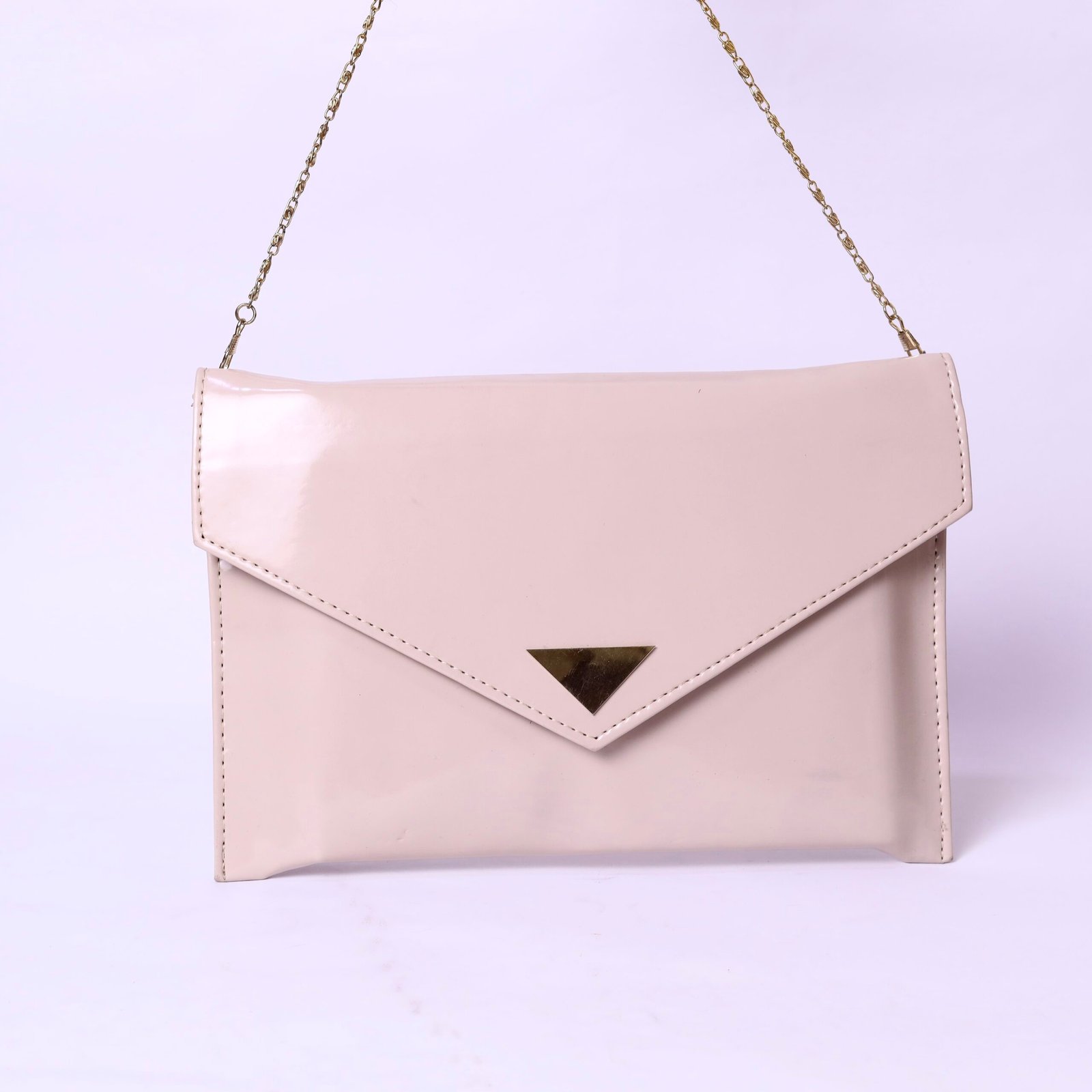 Beige Envelope Chain Clutch