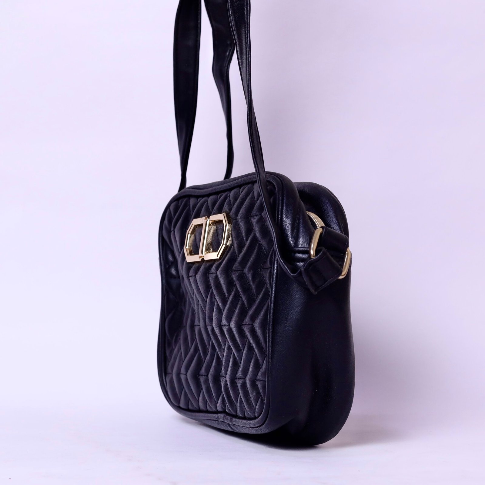 Black Quilted Crossbody Bag - Image 2