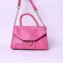Pink Textured Top Handle Crossbody Bag