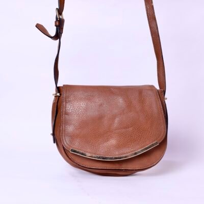 Brown Leather Flap Crossbody Bag