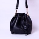 Black Bucket Drawstring Bag