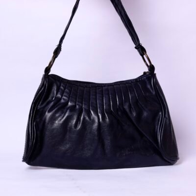 Black Pleated Shoulder Bag
