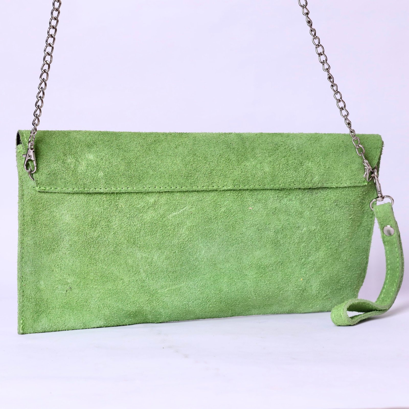 Green Suede Envelope Clutch Bag - Image 3