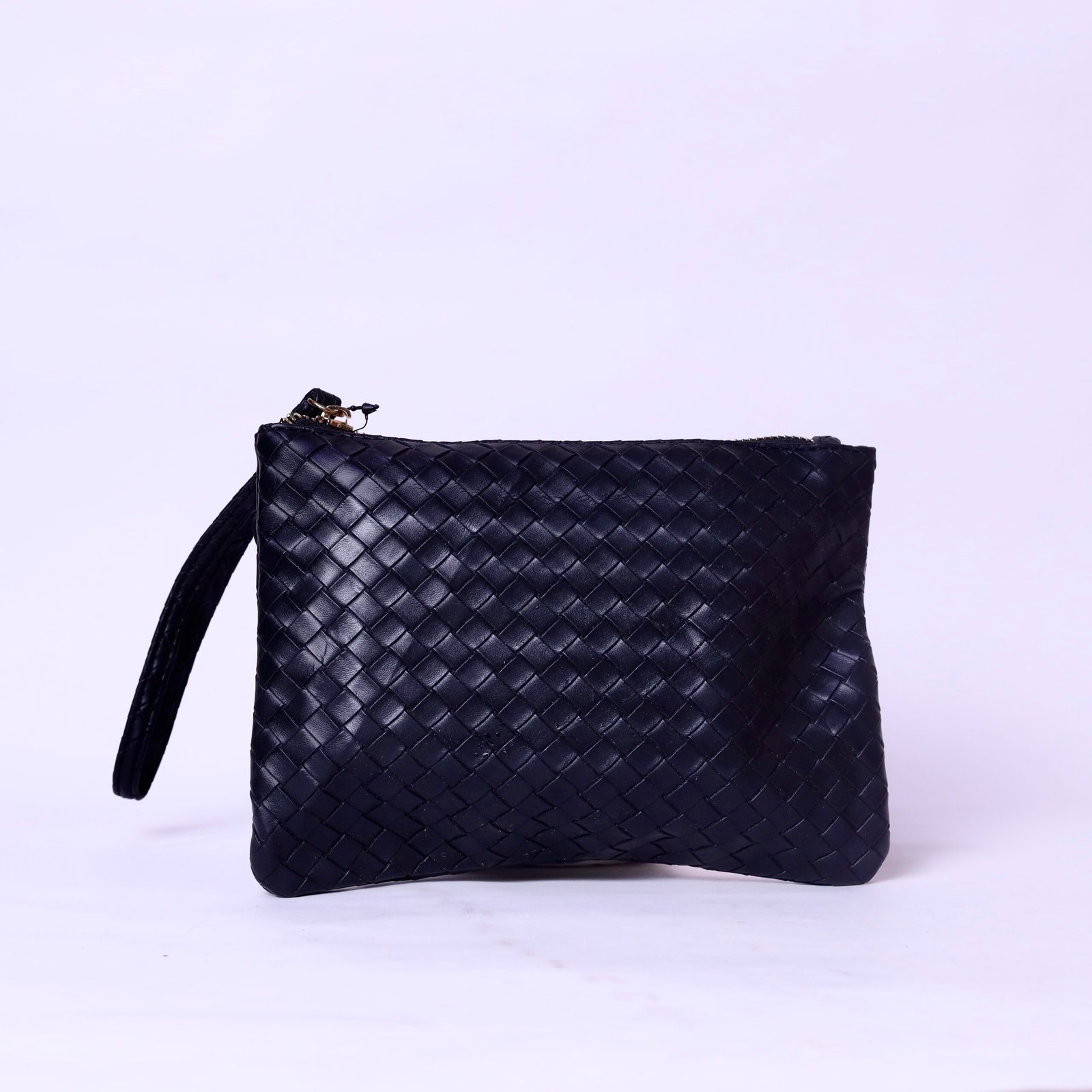 Black Woven Leather Clutch Bag - Image 2