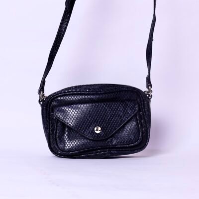Black Textured Mini Crossbody Bag