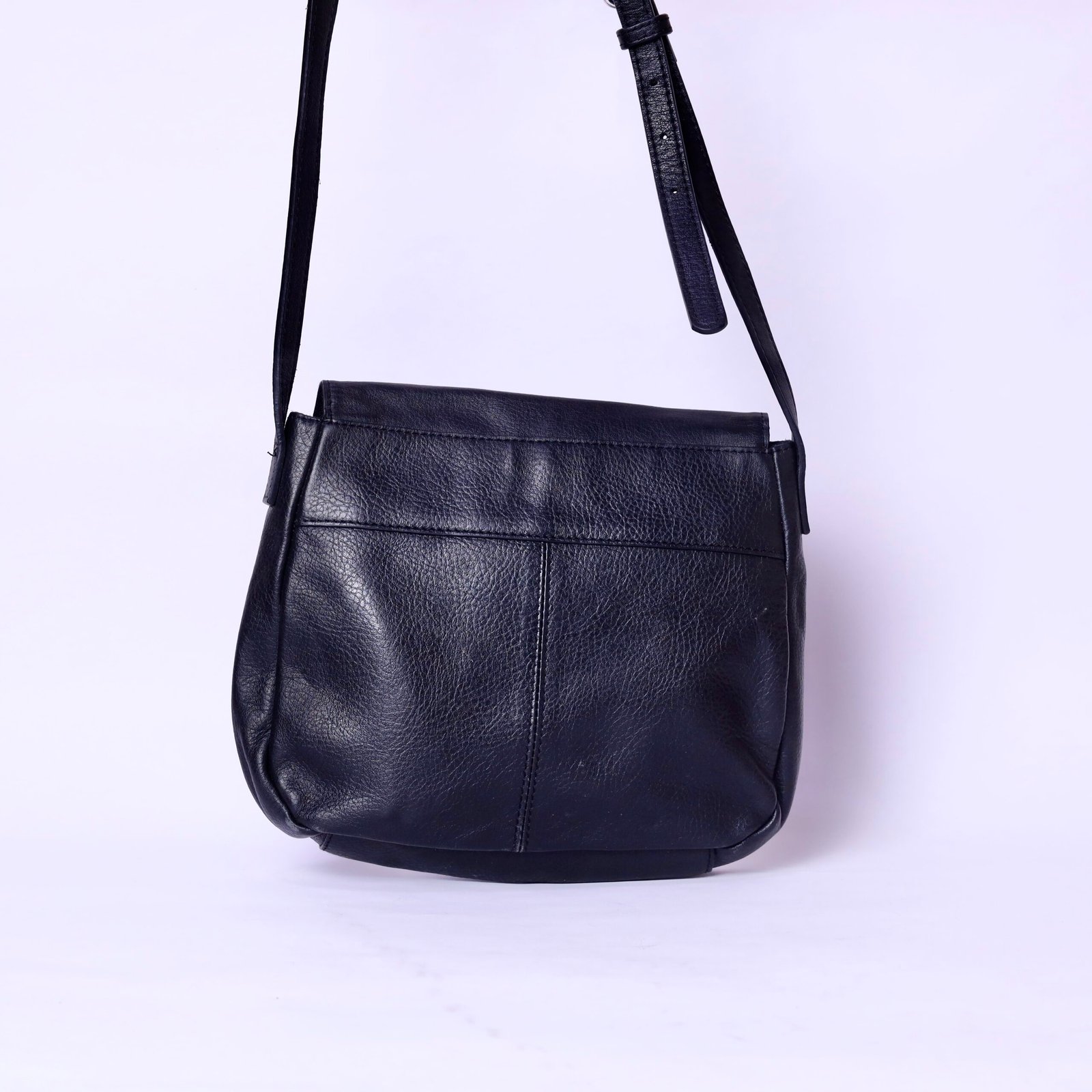 Black Leather Tassel Crossbody Bag - Image 3