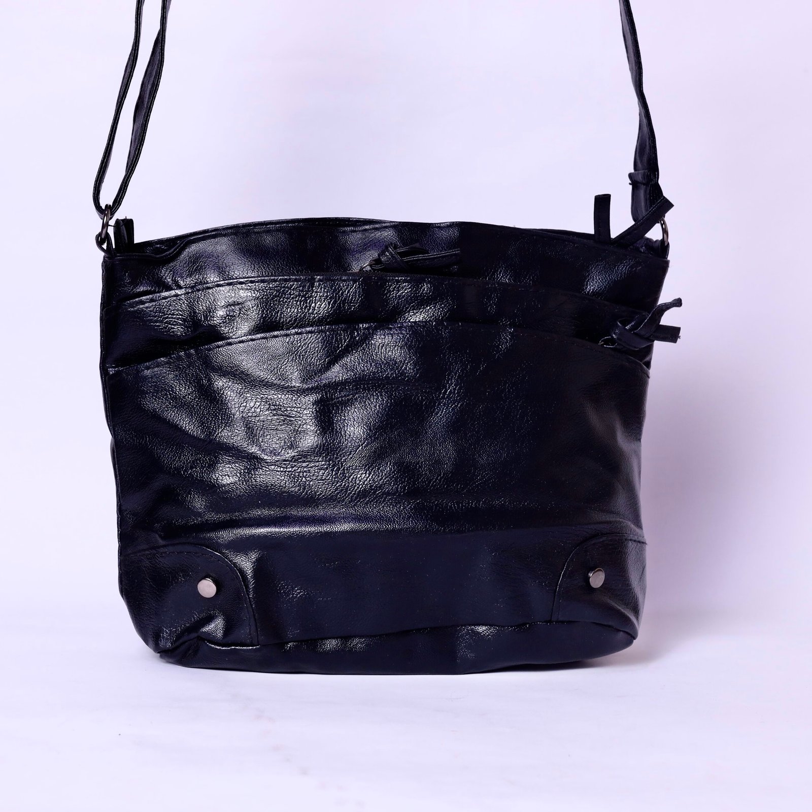 Black Slouchy Leather Shoulder Bag