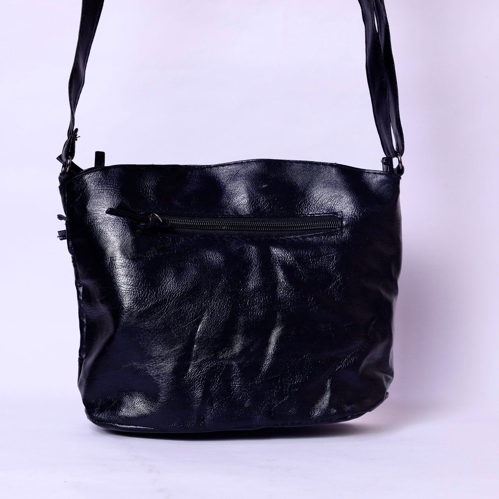 Black Slouchy Leather Shoulder Bag - Image 3