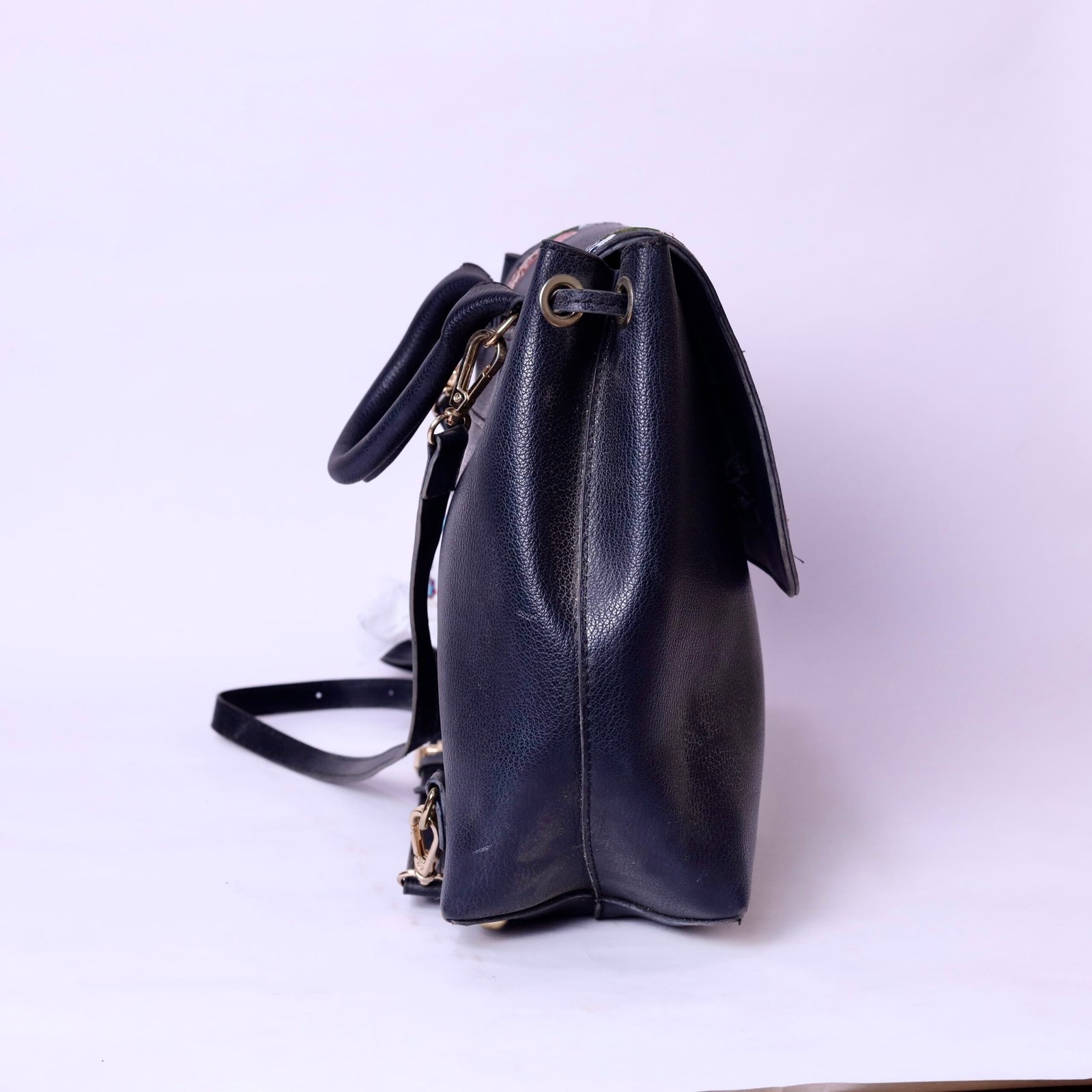 Floral Embroidered Navy Backpack - Image 2